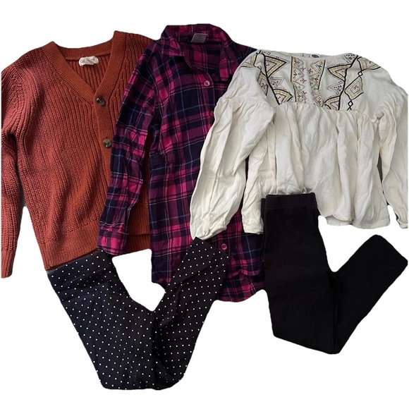 Toddler Girl Fall Autumn Cardigan Flannel Leggings Size 5T - Picture 1 of 7